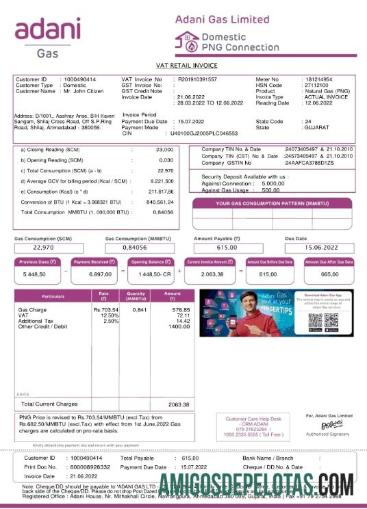 Projeto de lei de serviços públicos Adani da Índia exemplo